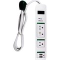 Gogreen Surge Protected Power Strip W/USB Ports, 3 Outlets, 15A, 1200 Joules, 3' Cord GG-13103USB